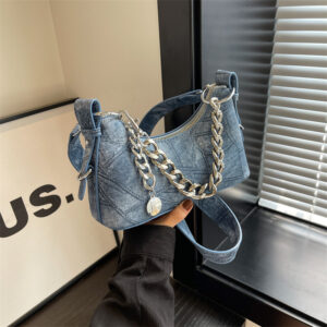 Alternative view of Stitching Underarm Chain Denim Shoulder Messenger Bag