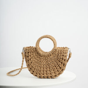 Alternative view of Women's Fashion Handmade Straw Woven Hollow Crossbody Bag