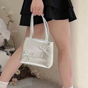 Silver Bag Mini Phone Bag Bow