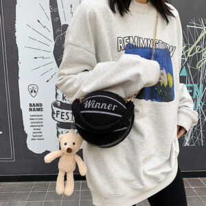 Alternative view of Personality Lamb Hair Basketball Bag Female