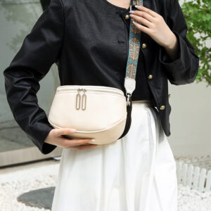 Alternative view of First Layer Cowhide Waist Bag Retro Shoulder Strap