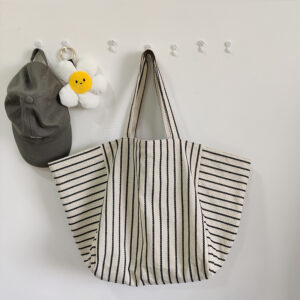 Alternative view of Canvas Bag For Women Ins Shoulder Large Capacity Idle Style Striped Fashion