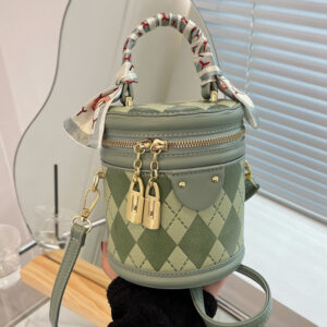 Alternative view of Round Bag Female Bag Ling Lattice Crossbody Bag Portable Bucket Bag Female