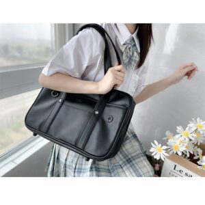 Alternative view of One-shoulder Student Commuter PU Uniform School Handbag