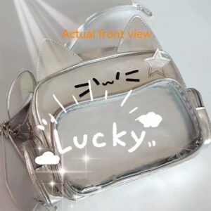 Cute Kitten Fashionable Metallic Silver PU Cartoon Backpack