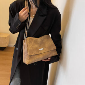 Texture Chain Shoulder Bag Crossbody Commuter Tote