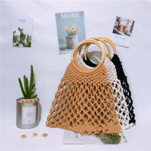 Hand-held Cotton Thread Bag Mesh Hollow Unlined Straw Bag
