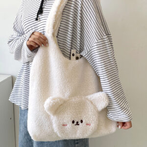 Alternative view of Autumn And Winter Plush Three-dimensional Big Face Bear Lamb Wool Shoulder Bag