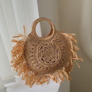 Alternative view of Hollow Straw Tassel Handbag