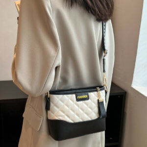 Fashion Rhombus Contrast Color Wide Shoulder Strap Crossbody Bag
