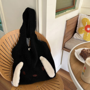 Cute Dog One Shoulder Lamb Fleece Large Ear Bag