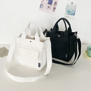 Alternative view of Three-dimensional Multi-pocket Canvas Crossbody Bag