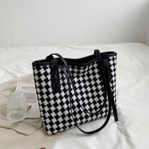 Plaid Single Shoulder Bag For Women With Large Capacity Tote