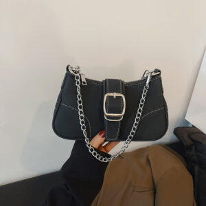 Alternative view of Fall And Winter Texture Solid Color Temperament Crossbody Bag