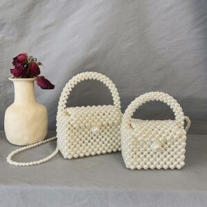 Alternative view of Children's Pearl Hand-woven Shoulder Crossbody Box Bag