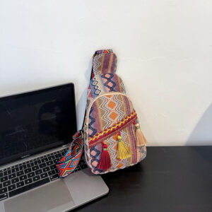 Alternative view of Shoulder Messenger Bag Internet Celebrity Minimalist Ethnic Style Small Bag Textured Chest Bag Women's Bag