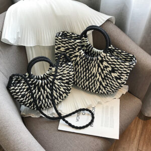 Alternative view of New Style Straw Woven Color Round Bucket Handbag