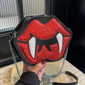 Alternative view of Personality Sequin Chain Funny Big Lips Style Crossbody Bag