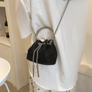 Alternative view of Women's Fashion Diamond Portable Drawstring Bucket Bag