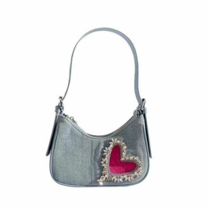 Alternative view of Denim Bag Women's Fashion One-shoulder Niche Diamond