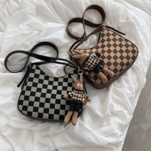 Checkered Print Personalized Daily Commuter Women's Bag