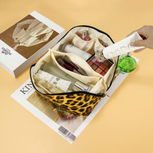 Alternative view of Women's Leopard PU Leather Wash Makeup Storage Bag Large Capacity Multifunctional