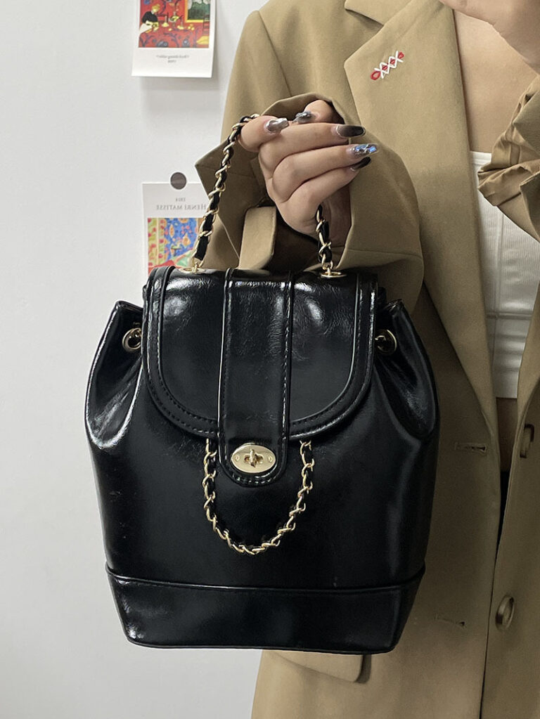 Alternative view of Mini Chain Schoolgirl Oil Wax Leather Backpack