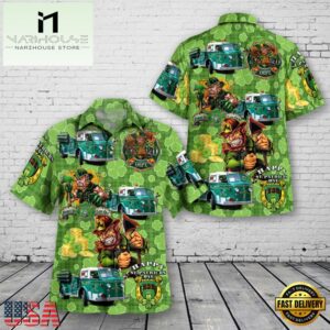 1954 American LaFrance 700 Series Pumper Fire Engine St Patrick's Day Hawaiian Shirt