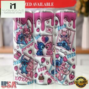 3D Inflated Stitch Valentine Tumbler 20oz Skinny Tumbler