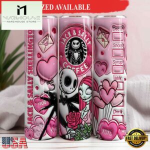 3D Jack And Sally Valentine Tumbler Jack & Sally Skellington Tumbler