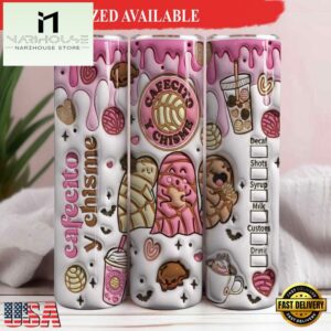 3D Pan Dulce Coffee Valentine Tumbler Valentine's Day Skinny Tumbler
