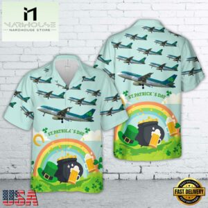 Aer Lingus St Davnet Airbus St Patrick's Day Hawaiian Shirt