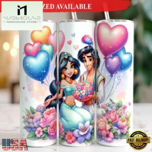 Aladdin x Jasmine Princess Valentine 20oz Tumbler With Lip And Straw