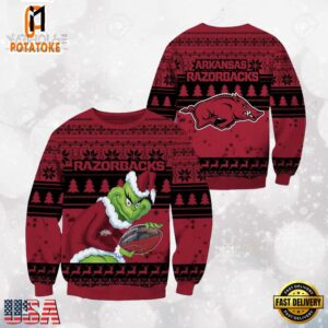 Arkansas Razorbacks Grinch Custom Name NCAA Ugly Christmas Sweater