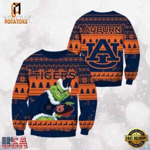 Auburn Tigers Grinch Custom Name NCAA Ugly Christmas Sweater