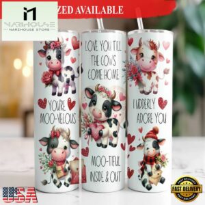 Baby Cow Valentine 20 oz Skinny Tumbler Cute Valentines Day Tumbler
