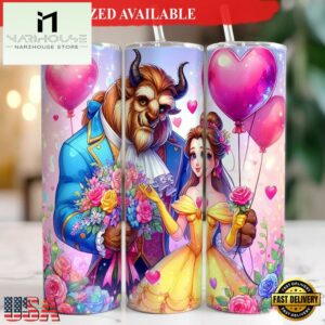 Beauty And The Beast Valentine Tumbler With Lip And Straw