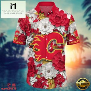 Calgary Flames NHL Red White Hawaiian Shirt