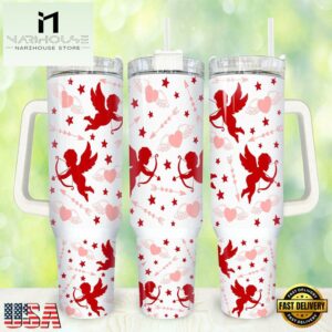 Cupid Valentines Stainless Steel Tumbler 40Oz With Handle