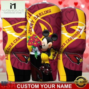 Custom Name Arizona Cardinals NFL Mickey Valentine Day Tumbler