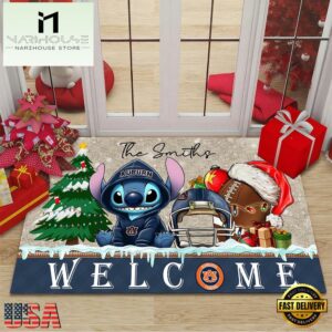 Custom Name Auburn Tigers Cute Stitch Welcome Christmas Doormat