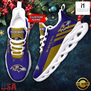 Custom Name Baltimore Ravens NFL New Merry Christmas Max Soul Shoes