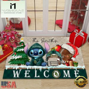 Custom Name Baylor Bears Cute Stitch Welcome Christmas Doormat