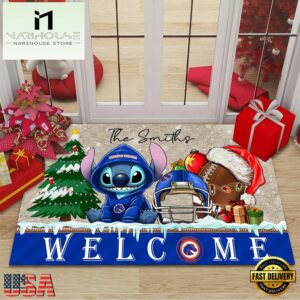 Custom Name Boise State Broncos Cute Stitch Welcome Christmas Doormat