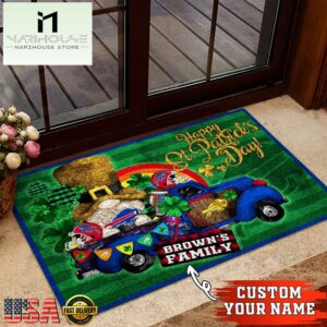 Custom Name Buffalo Bills NFL St. Patrick's Day Gnome Shamrock Doormat