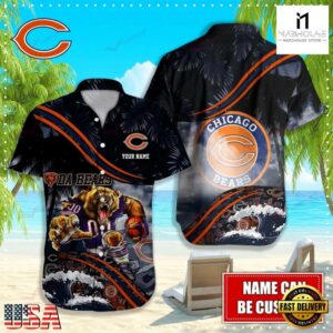 Custom Name Chicago Bears NFL Mascot Hawaiian Shirt