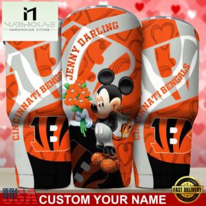 Custom Name Cincinnati Bengals NFL Mickey Valentine Day Tumbler
