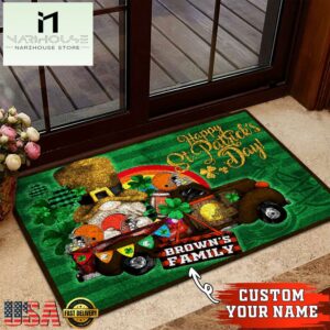 Custom Name Cleveland Browns NFL St. Patrick's Day Gnome Shamrock Doormat