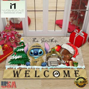 Custom Name Colorado Buffaloes Cute Stitch Welcome Christmas Doormat