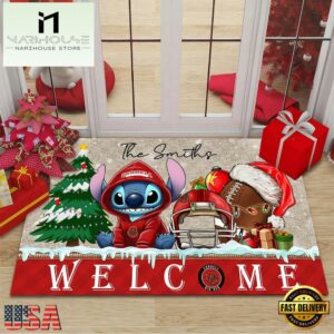 Custom Name Cornell Big Red Cute Stitch Welcome Christmas Doormat
